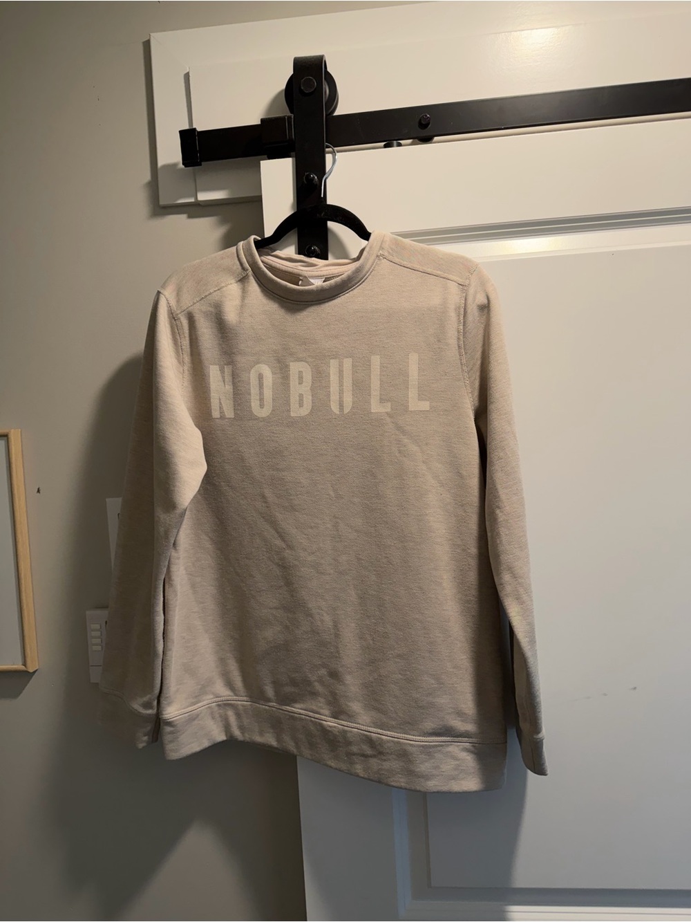 NOBULL Women’s Crewneck Sweater in Light Beige size medium